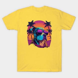 cool pitbull dog with sunglasses T-Shirt